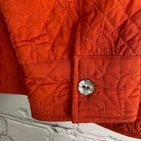 Chicos Quilted Embroidered Orange Jacket size Large - Picture 14 of 16